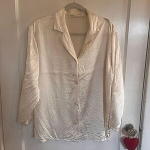 Victoria-s-secret Women's Cream and White Blouse